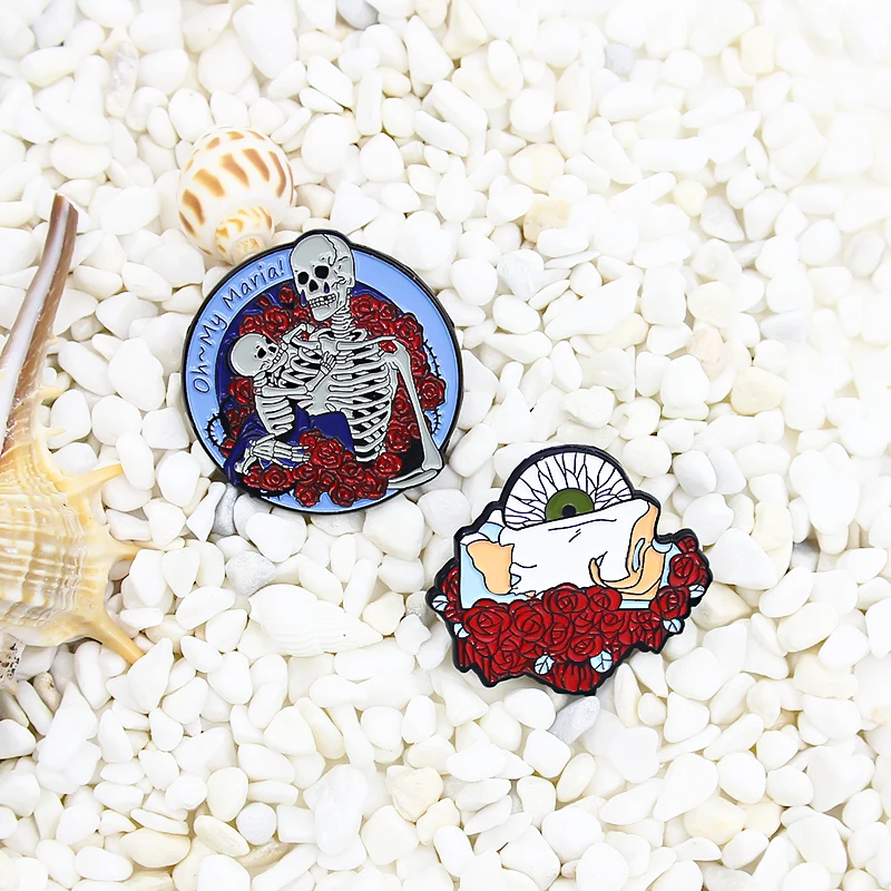 Роза Скелет тело органы Сердце матка глаза кости эмалированная шпилька о ~ моя