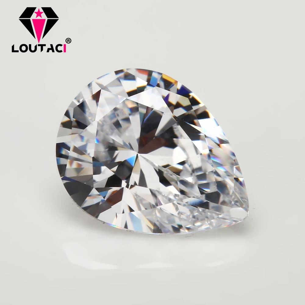

LOUTACI Best Cubic Zirconia Jewelry Pear White 5A Brilliant Cut Ring for Gemstones Big Size8x12-13x18mm
