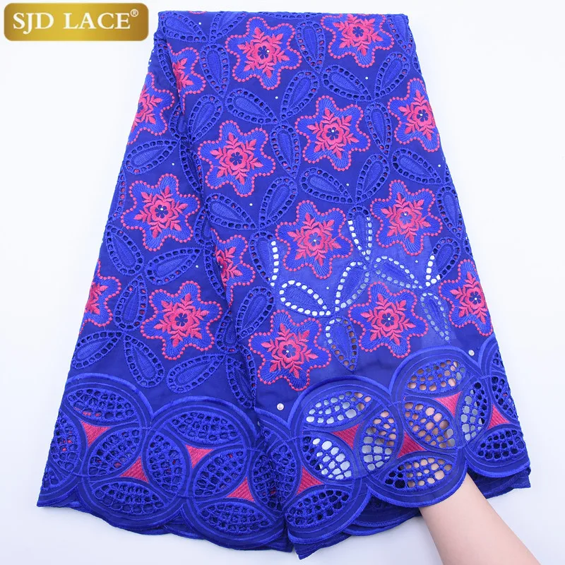 Кружево SJD новейшая африканская хлопчатобумажная кружевная ткань вышивка с