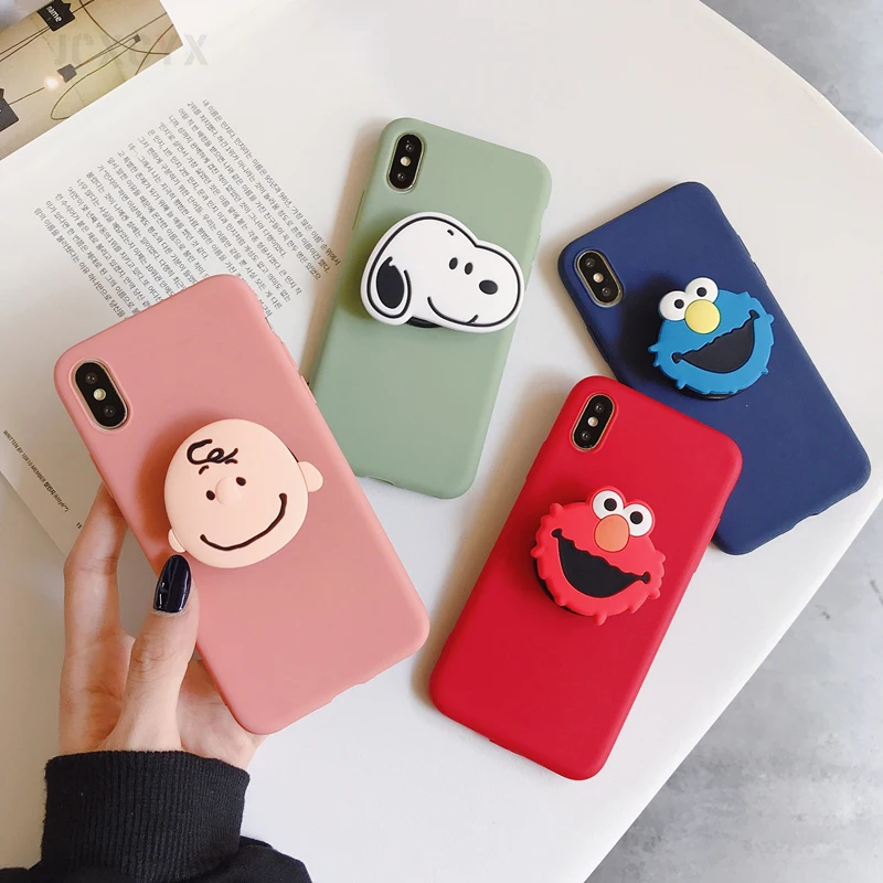3D милый уличный мягкий чехол для iPhone X XR XS 11 Pro Max 6S 7 8 plus Чехол-держатель для samsung S8 S9 S10 A50 Note 8 9
