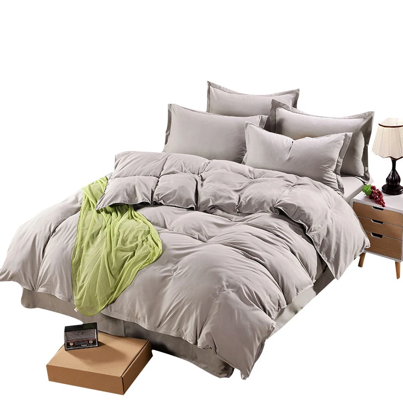Grey 1PC Aloe Cotton Duvet Cover Soild Quit Cover Skin Care Bedclothes Home Decor Comforter Cover Double Queen King - Цвет: Grey