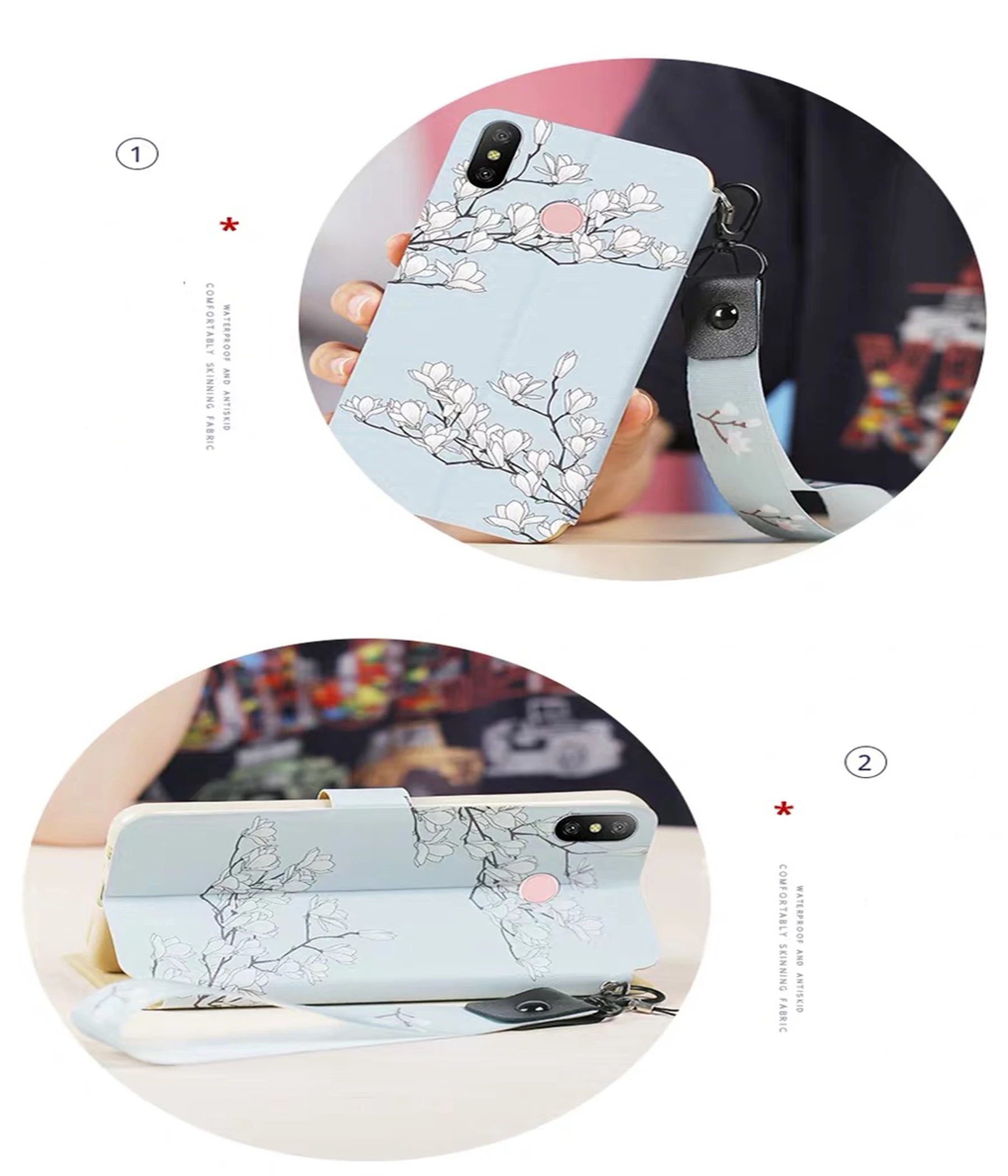 Чехол для мобильного телефона Redmi 6 Pro женской модели, кожаная крышка с откидной крышкой для Mi 6 и защитная пленка для 6A.