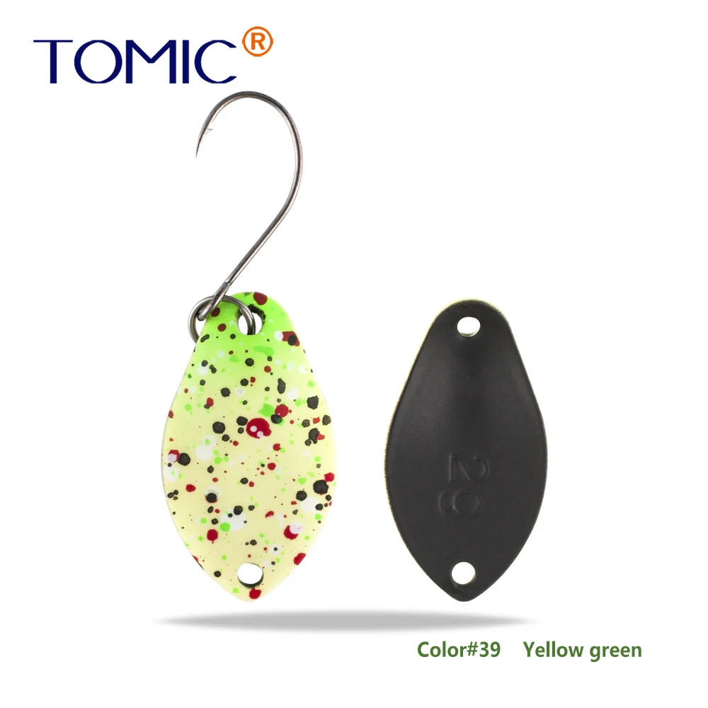 yellow green Томик 2 г микро рыболовные приманки латунные форели ложки металлические приманки воблер форель зона pesca Спиннер приманка - Цвет: yellow green