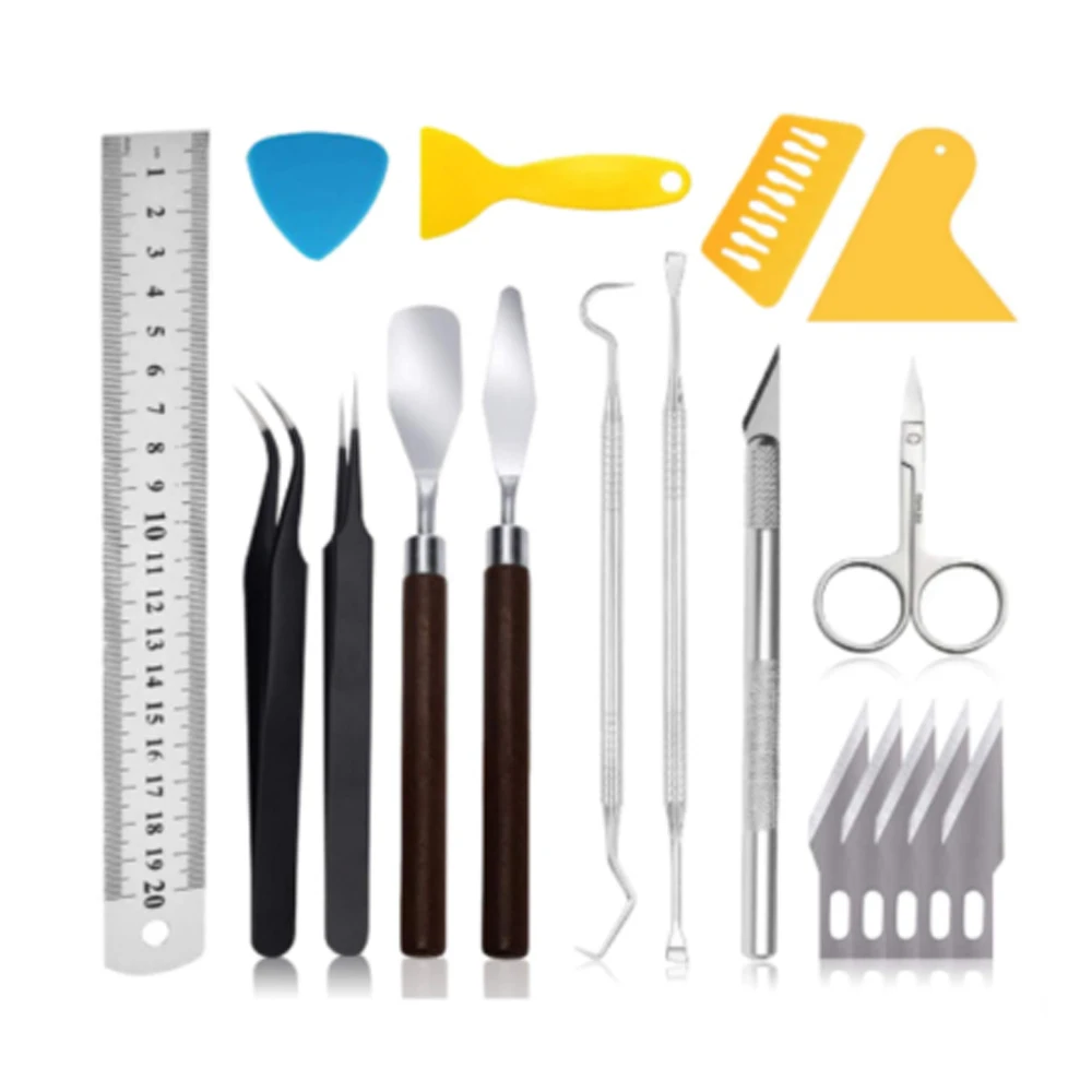 

18pcs DIY Craft Stainless Steel+Plastic Cricut Tools Set Home School Scrapbooking Craft Basic Supplies Tool Kit