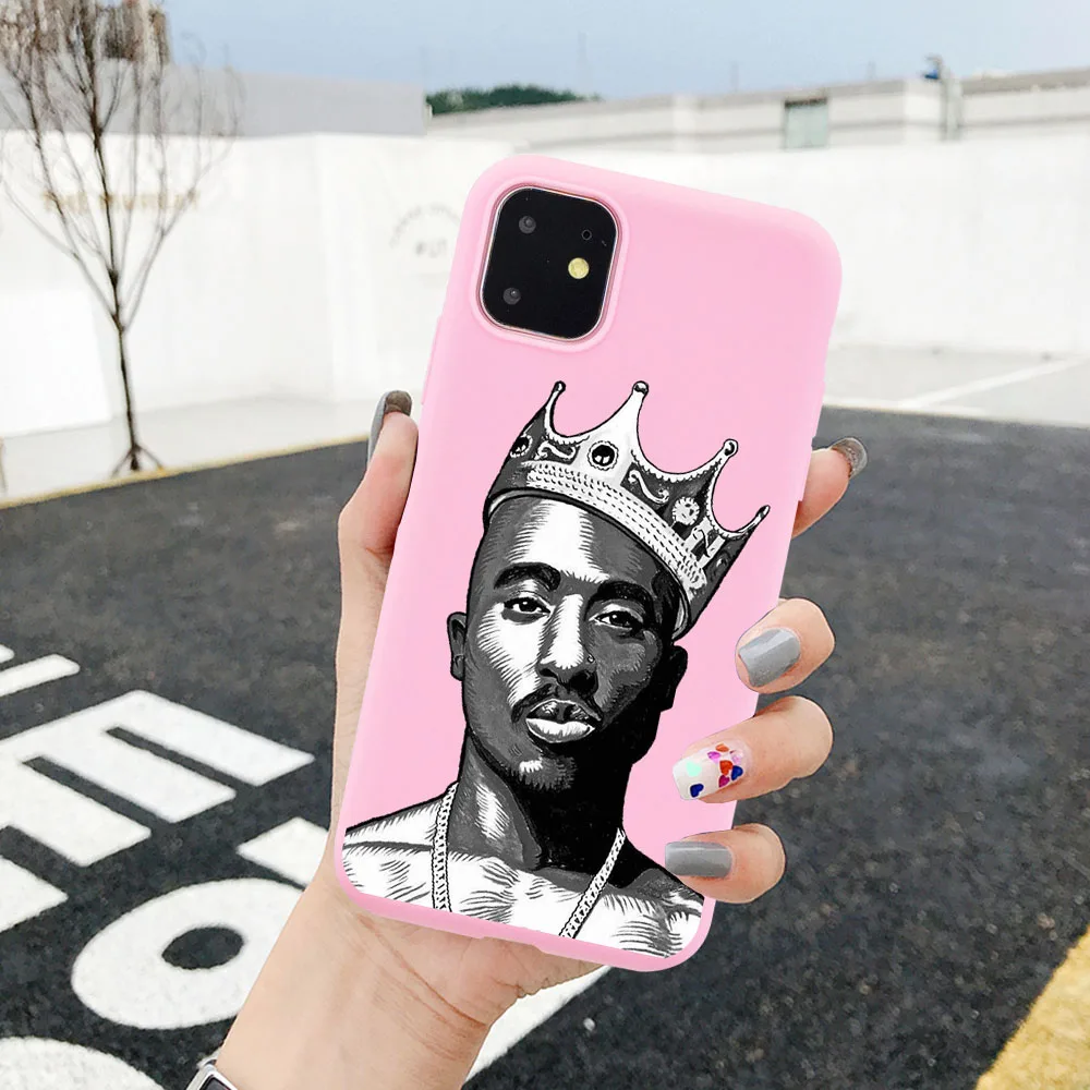 

Hot 2Pac Tupac USA rapper singer Makaveli Pink Phone Case For iPhone 12 11 Pro Max 8 7 6 6S Plus XR X XS Max SE2020 Fundas Coque