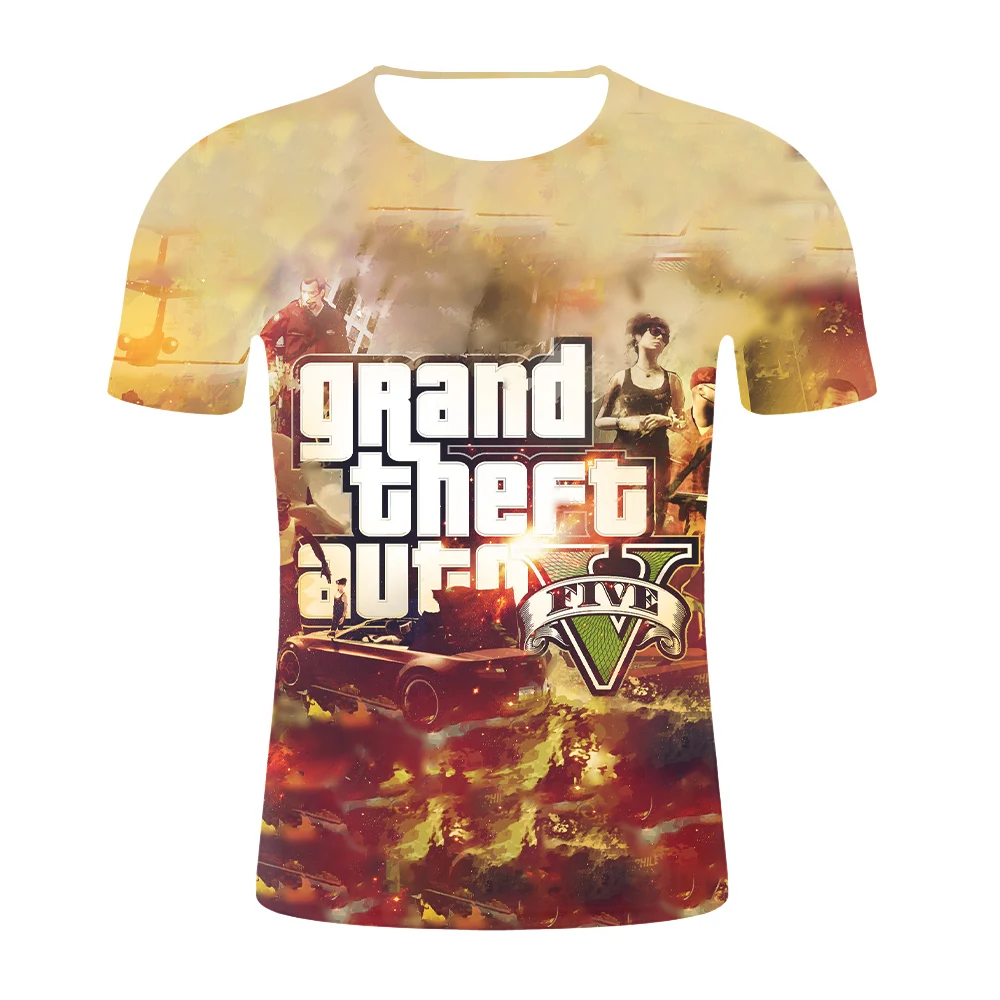 Grand Theft Auto 3D GTA 5 модная мужская футболка с коротким рукавом уличный стиль высокое