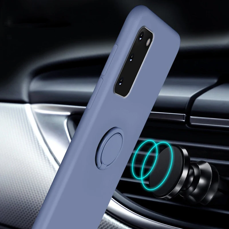 Soft Silicone Case For Samsung Galaxy S20 FE S21 Plus Ultra Note 20 9 S10 S9 S8 Plus S21Plus Magnet Cover With Ring Holder Stand