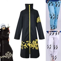 anime cosplay trafalgar lawtwo years later cloak cape costume black coat blue white pants suits