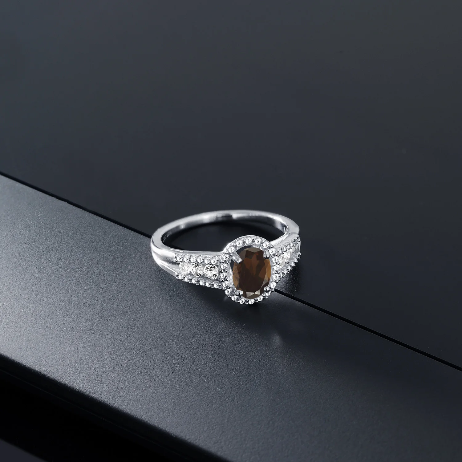 0 99 карат овальное коричневое дымчатое кварцевое белое сапфировое кольцо из