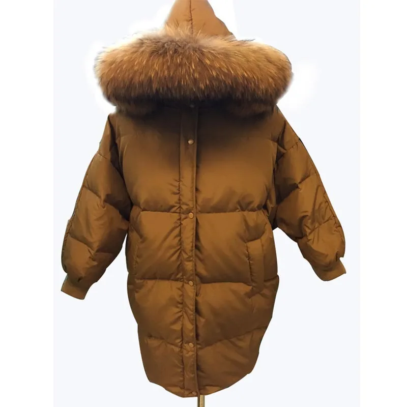 Белые куртки Для женщин пуховики на утином пуху корейский длинное пальто для