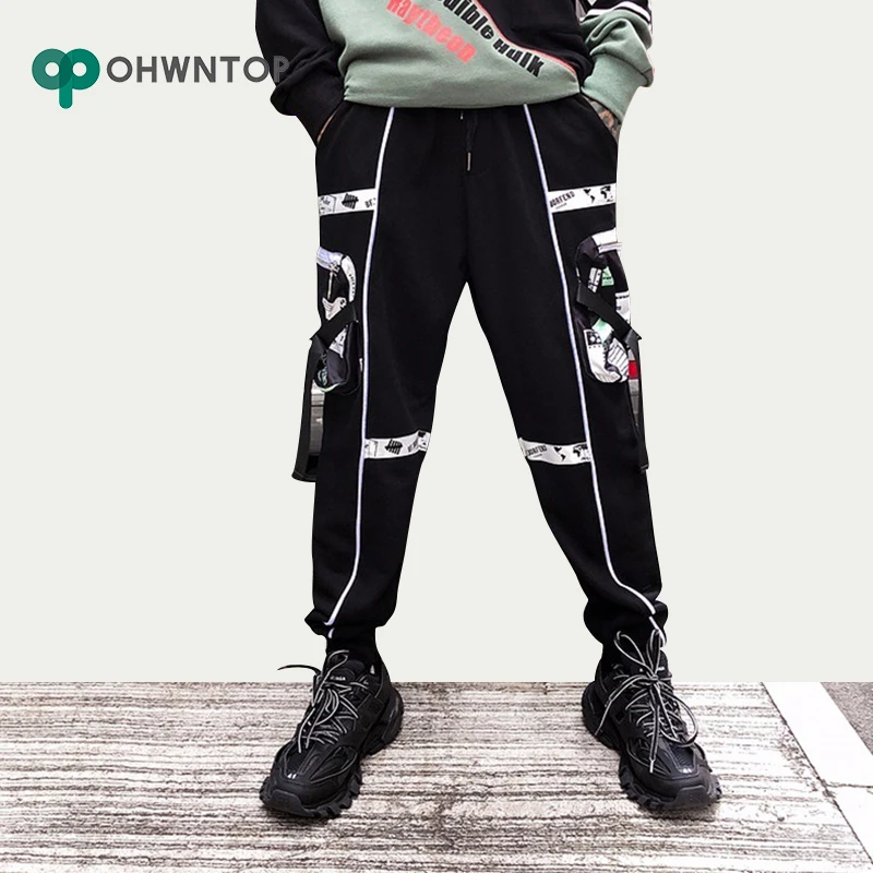 Брюки карго мужские с лентами и боковыми карманами джоггеры султанки спортивные
