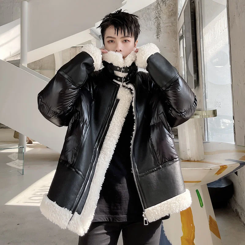

Men's Clothing Korean Turn-down Collar Cotton-padded Thicken Clothes 2022 Witner Clothes Couple Korean Fashion Oversize Coat