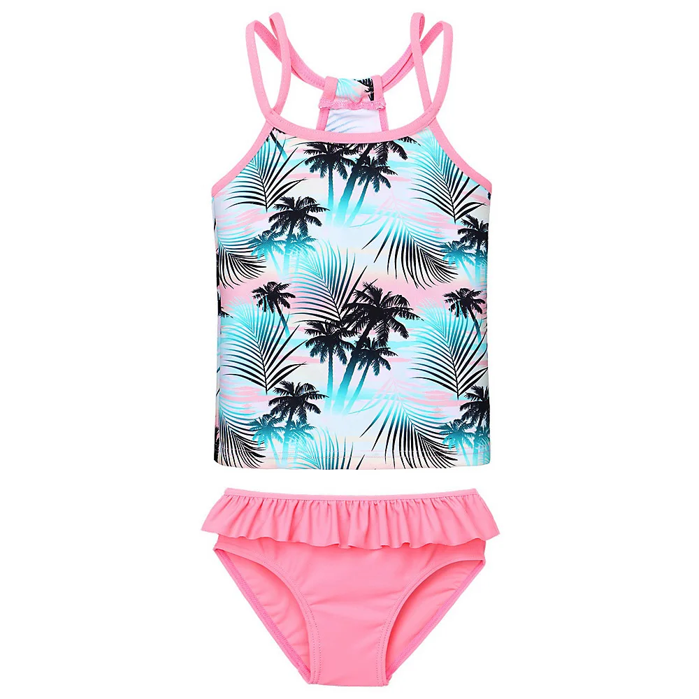 

BAOHULU Two Pieces Sets Girls Swimwear Kids Sleeveless Coconut Print Swimsuit Children Summer Beach Wear Bathing Suit for Girls