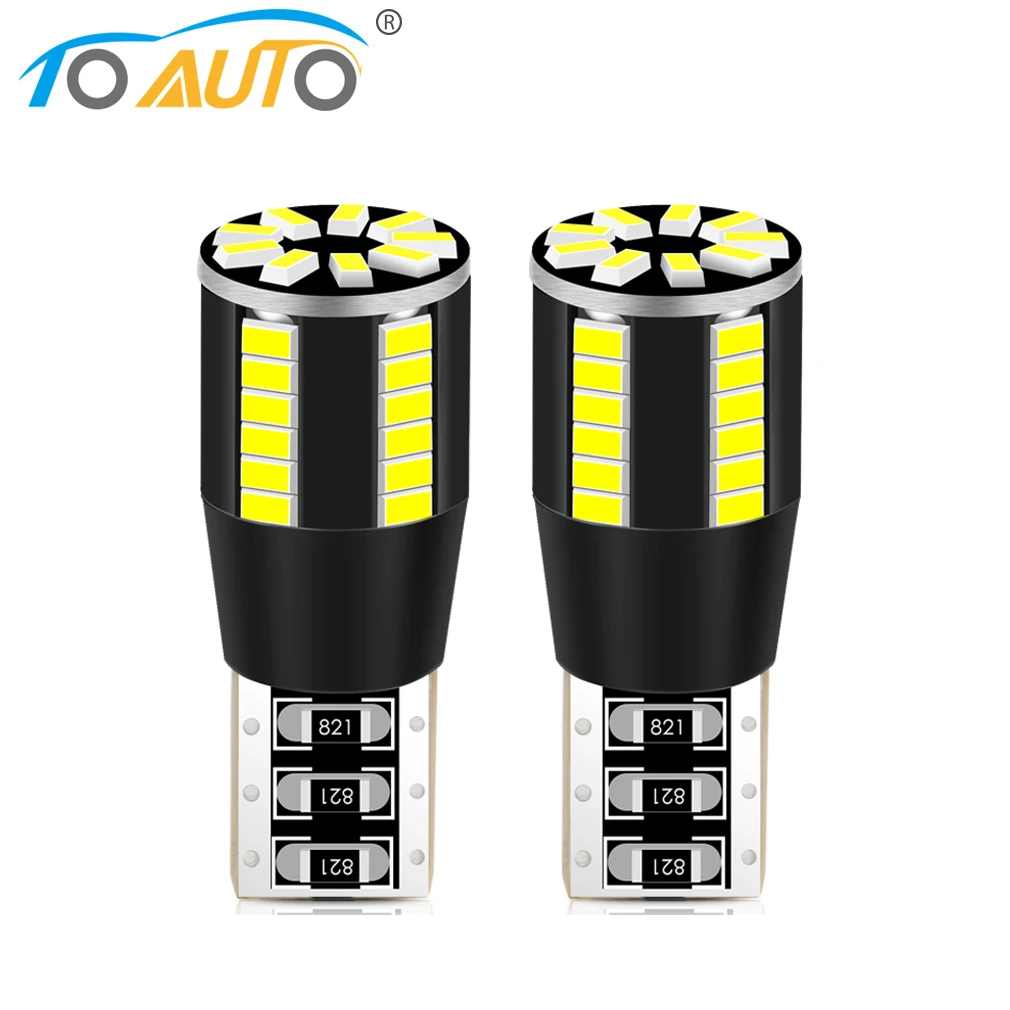 

2pcs Canbus T10 W5W Led Bulbs 168 194 Led 39SMD 3014 Chips Car Interior Lights Dome License Plate Clearance Auto Lamp White 12V