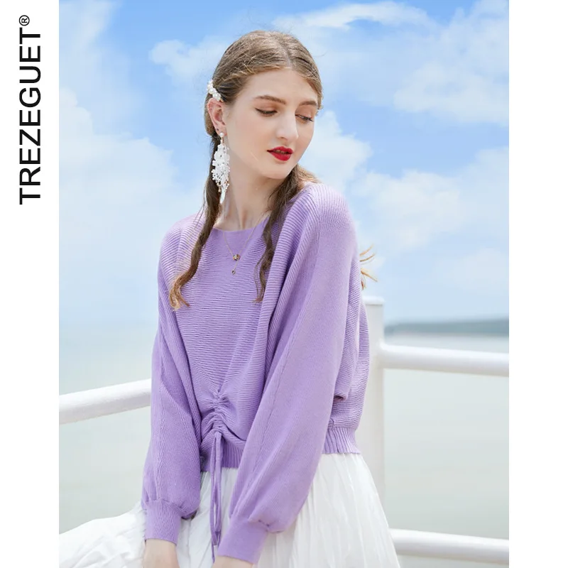 Women's Sweaters Loose Pullover Long Sleeve One Letter Collar Solid Color Bow Knit for Girls Womens Fashion Sweater | Женская одежда