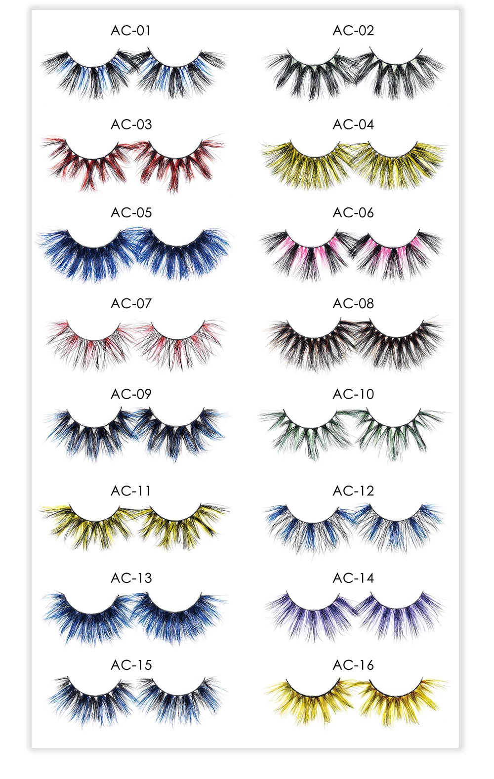 

25mm 5D Handmade Colorful Mink Eyelash Extension AC-01 without Gift Packing Box