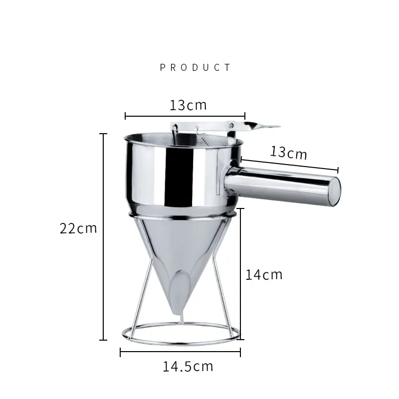 

1 PC Stainless Steel Funnel Dispenser with Rack Cupcake Pancake Batter Maker Octopus Fish Ball Home Kitchen Baking Tools New