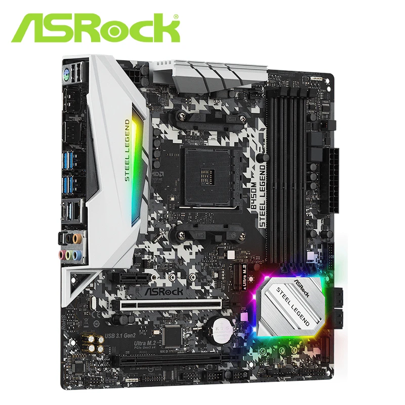 ASROCK B450M STEEL LEGEND Micro ATX AMD B450 DDR4 3466 +(OC)MHz M.2 USB3.1 новая Max 64G двухканальная розетка AM4