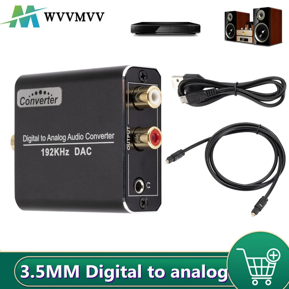 

WvvMvv 3,5 мм коаксиальный Оптический волоконный цифровой в аналоговый аудио Aux Rca L / R преобразователь Spdif цифровой аудио декодер усилитель