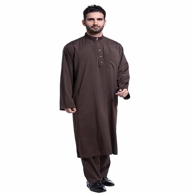 Muslim Clothing Arab Clothing Men Islam Muslim Dress Multicolor Button Saudi Thobe Formal Galabeya  Abaya Pakistani Clothes