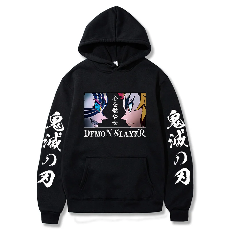

2021 Hot Sale Anime Hoodie Demon Slayer Rengoku Kyoujurou Akaza Printing Hooded Sweatshirt Men Women Harajuku Pullover Clothes