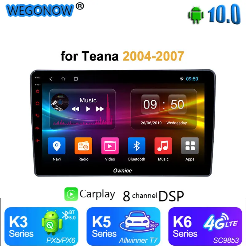Автомобильный Dvd плеер Ownice carplay 2 Din Android 10 4G LTE DSP 360 панорамный оптический GPS навигатор стерео для NISSAN Teana 2004