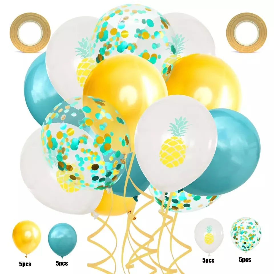 Воздушные шары латексные с принтом фруктов ананас черешня арбуза лимона 20 шт. 12