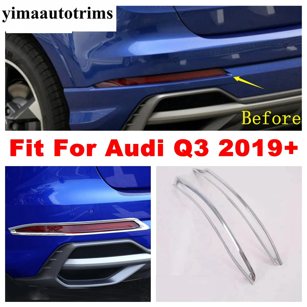 

2 Pcs Rear Fog Light Lamp Foglight Frame Decoration Cover Trim For Audi Q3 2019 - 2022 ABS Chrome Accessories Exterior Kit