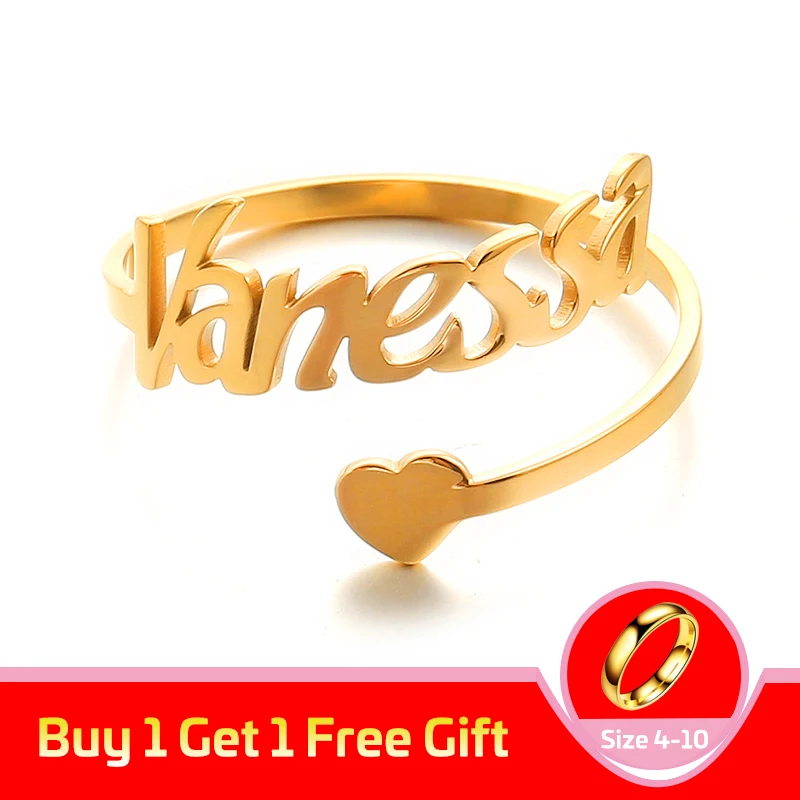 Личности имя кольца с принтом в виде сердец и Форма изготовленные на заказ