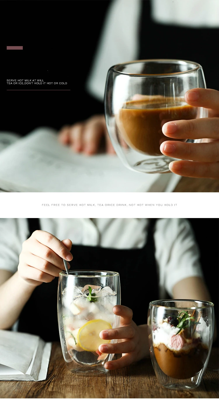 Bodum дизайн два слоя стекла es капучино кофе Пивная Кружка Стекло смузи мороженое чай сок Кола холодный лимон чашка для питья воды