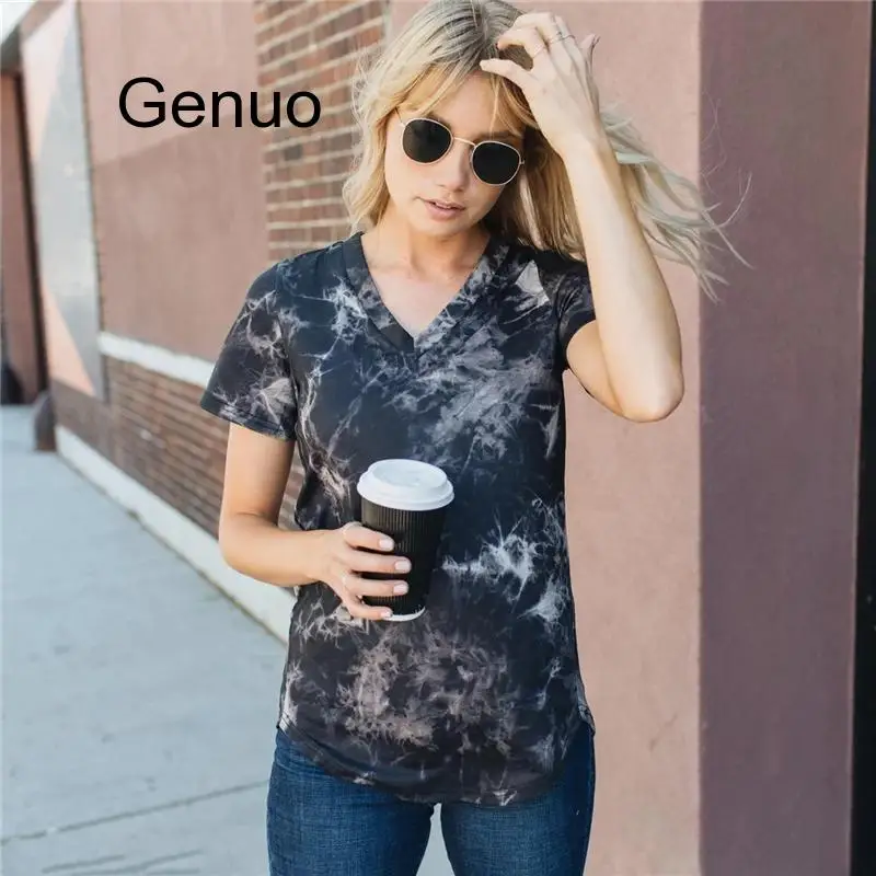 2020 женские тай-дай футболка Повседневная Женская обувь топы летние футболки с