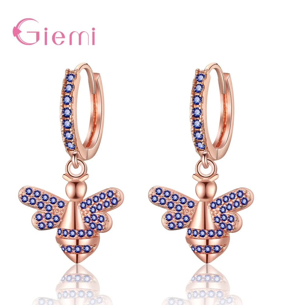 Женские серьги-капельки в виде пчелы из стерлингового серебра 925 пробы с