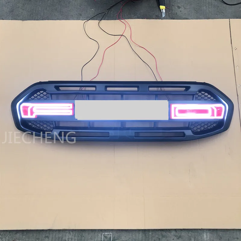 WHITE LED ORFD Модифицированная Передняя гоночная решетка сетка-занавес маска подходит для Ranger wildtrak T8 XLT RAPTOR низкая версия светодиодные буквы - Цвет: WHITE LED ORFD