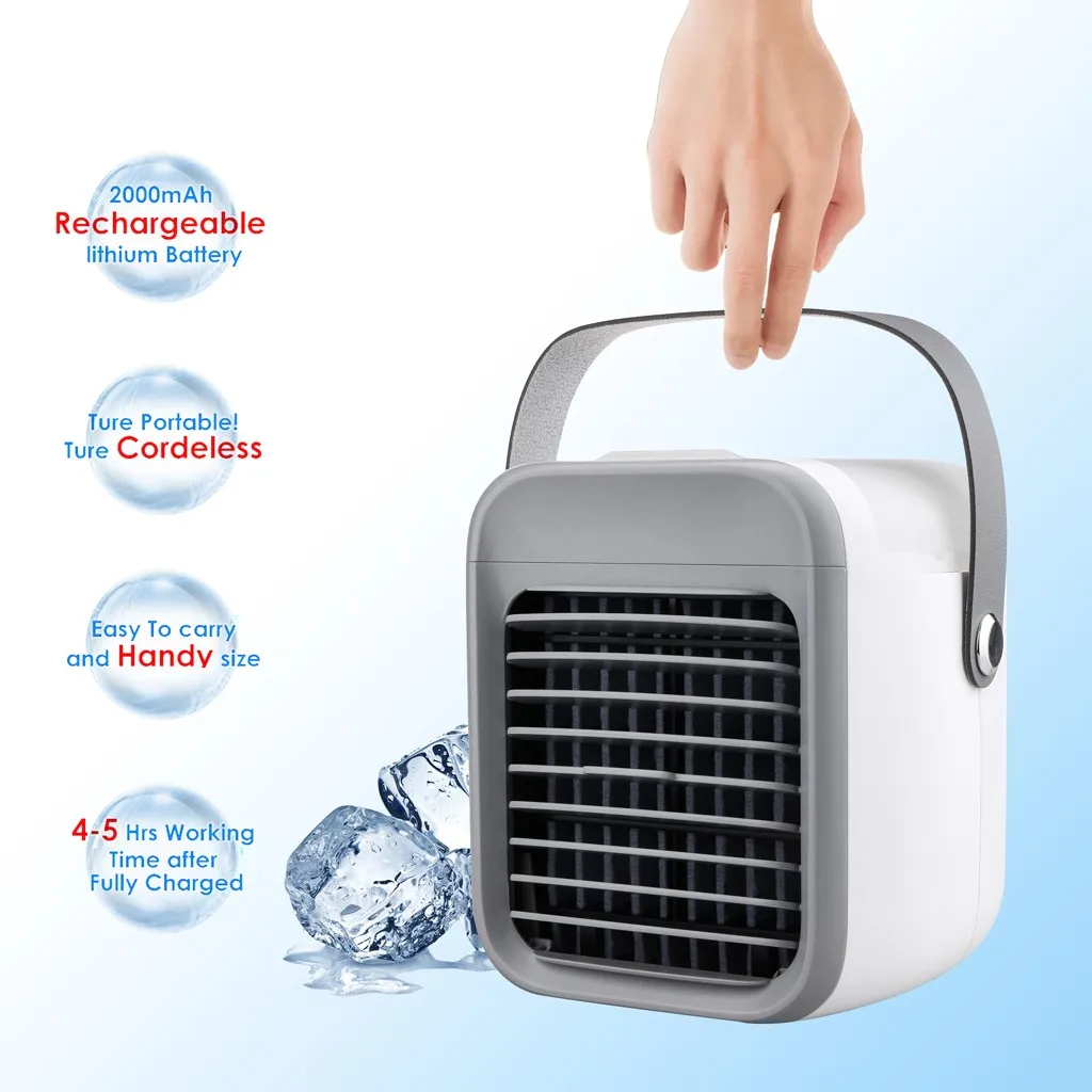 

2021 Upgraded Air Conditioner Mini Cooling Fan Portable USB Rechargeable Air Conditioning Fan Home Office Desktop Fan