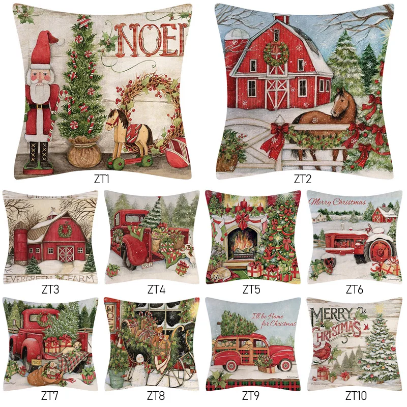 Диванная подушка Счастливого Рождества Декор для дома Санта Клаус льняная