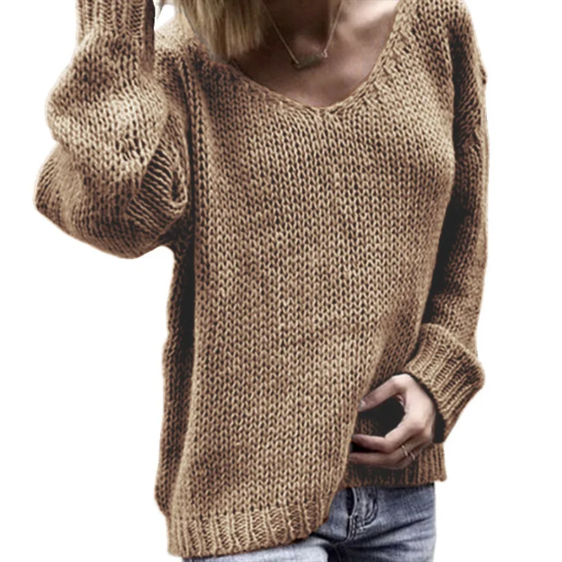 Новинка Осенний женский свитер пуловер 2019 v-образный вырез европейский и