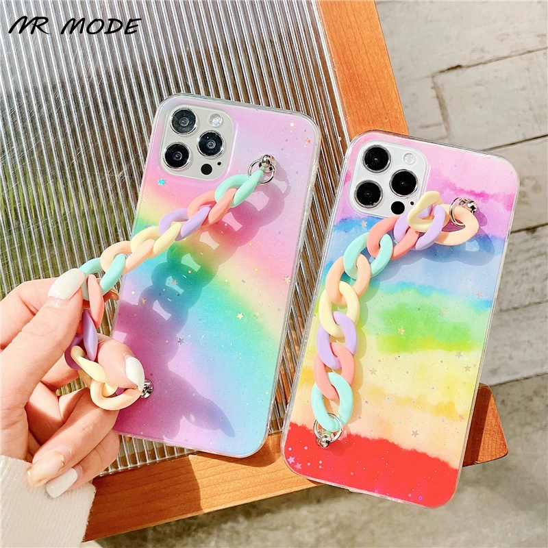 

Fashion Rainbow Bracelet Wristband Phone Cases For Samsung Galaxy A12 A42 A02S A21S A11 S20 FE S20 Plus Ultra Epoxy Soft Cover