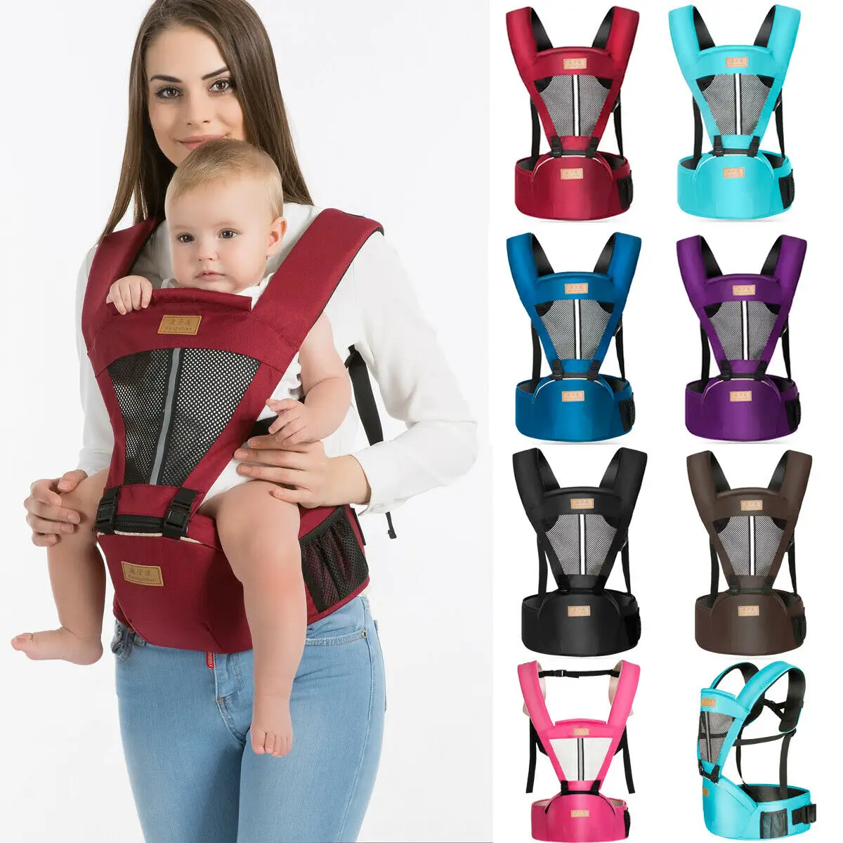 

2021 Newborn Baby Carrier Kangaroo Toddler Sling Wrap Portable Infant Hipseat Soft Breathable Adjustable Hip Seat 0-36 Months