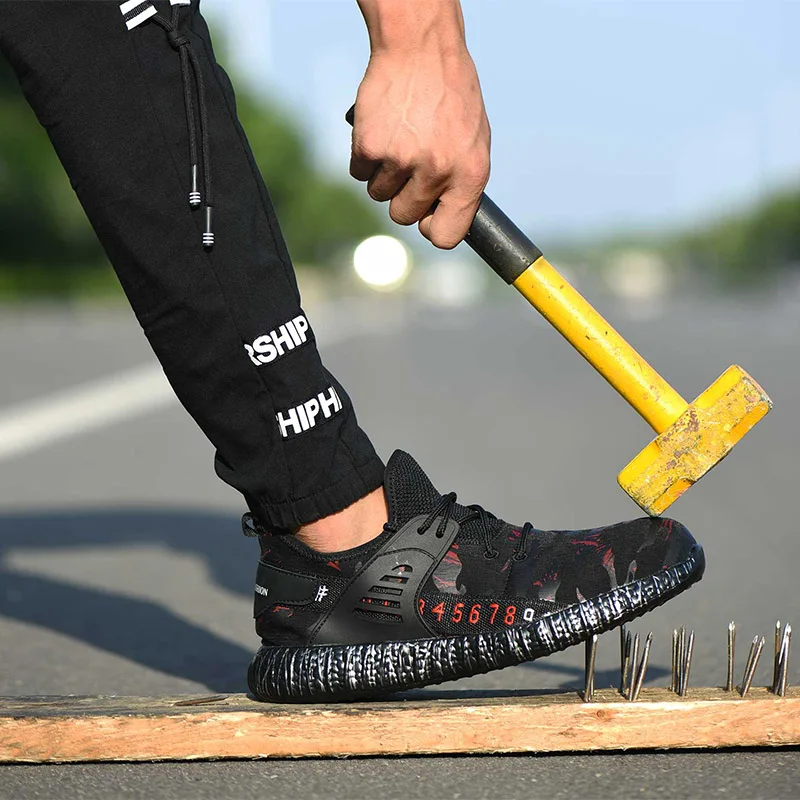 

SANSOM Safety Work Shoes Boots For Men Male Anti-Smashing Steel Toe Cap Boots Construction Shoes Safety Boots Work Sneakers