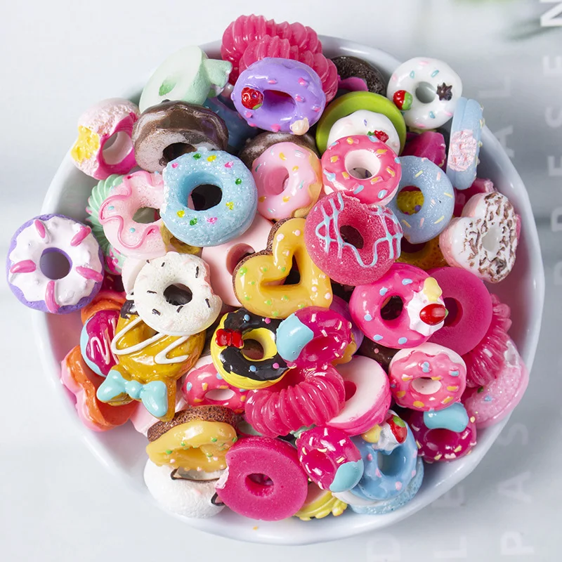 20 50pcs simulated resin mix ice cream cone donuts bread scrapbook diy craft kids accessories phone shell patches arts food toys free global shipping