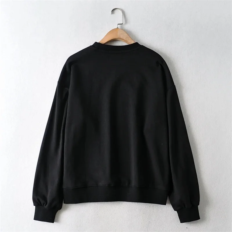 

Women Physical Exercise Print Front Sweatshirt Oversized Sweatshirt In Black