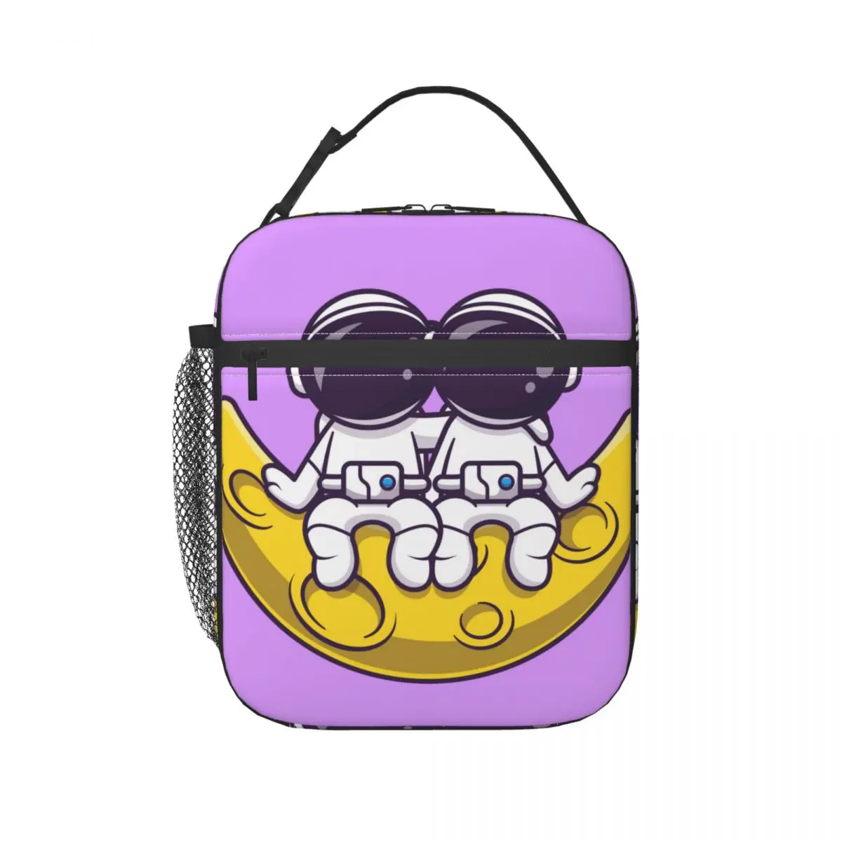 

Insulated Lunch Box Leak-proof Cooler Bag Couple Astronaut Sitting Moon Lunch Tote 11 Cans Wine Bag Cooler Box