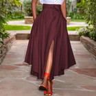 Женская ассиметричная юбка, весенний сарафан, Повседневная однотонная пляжная одежда с высокой талией и разрезом, ZANZEA, 2021