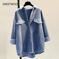 women corduroy thin jacket shirt female casual loose stacking coat long sleeve clothing button up women tops 2021 spring autum
