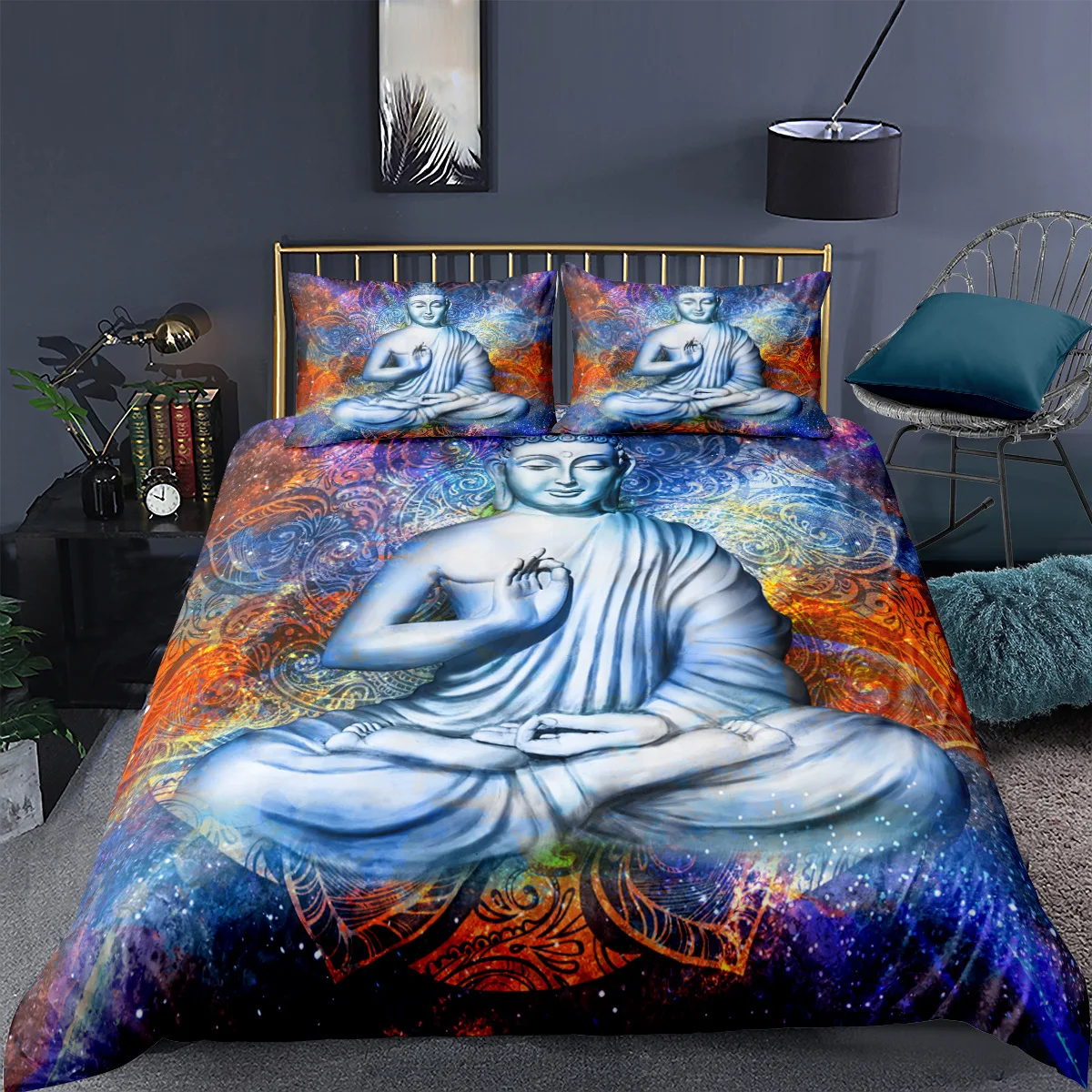

Bedding Set King Queen Mushroom Buddha Printed Duvet Cover For Adults Bedclothes Bed Sets Quilt Covers Pillowcase 2/3pcs