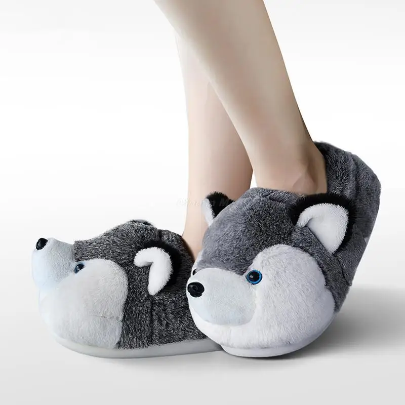 

Funny Home Cotton Slippers Women's Home Shoes Winter Indoor Anti Slip Lovely Dog Animal Slipper Autumn Warm Plush Shoes