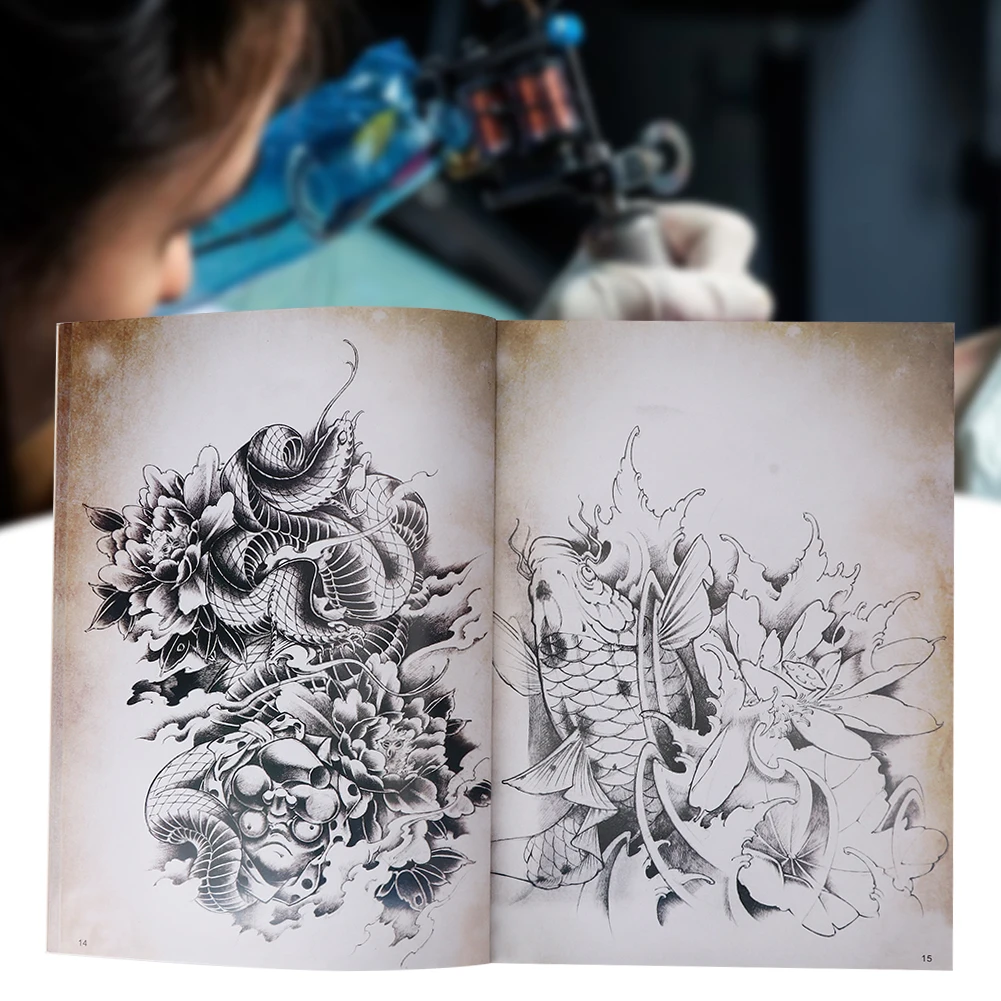 

39Pages Exquisite Pattern Tattoo Book Classic Tattoo Reference Book Body Tattoo Practice Template Instruction Body Skin Art Book