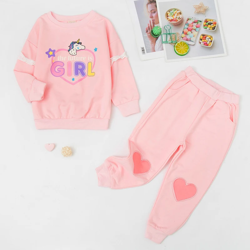 Children's Clothing 2021 Autumn Toddler Girls Clothes T-Shirt +Pant 2pcs Suit Kids Set Casual Tracksuit For Sets 2-7 Years | Детская