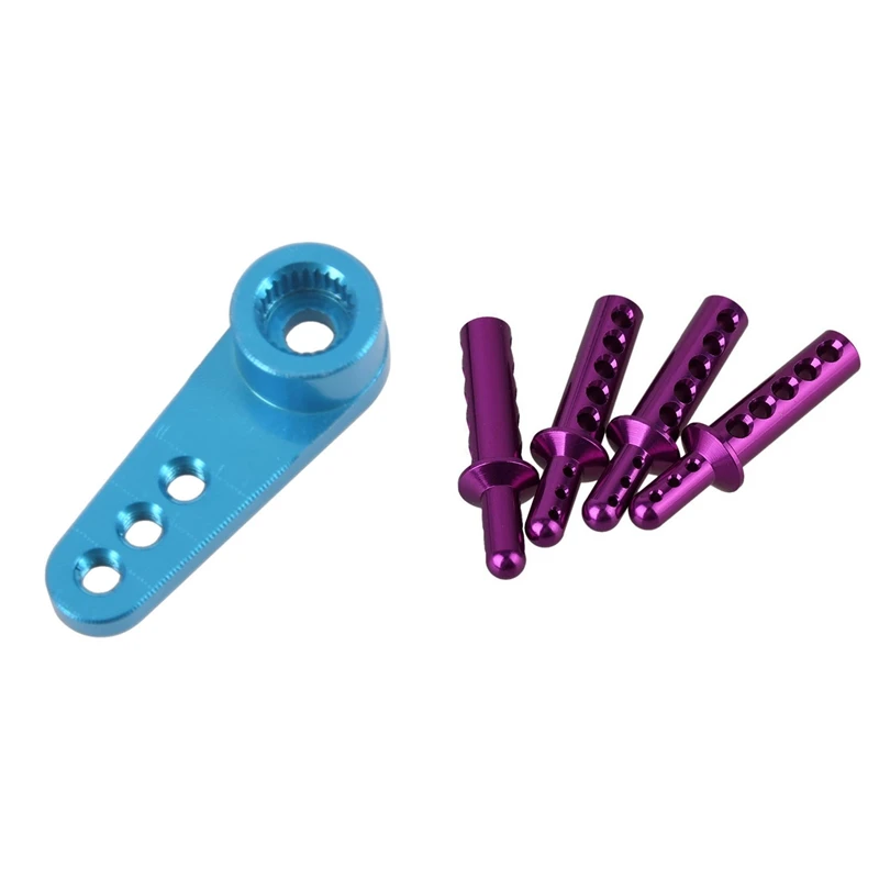 

1 шт. 28,5 мм 25 т зубчатый рулевой половинный сервопривод рулевой гудок для Traxxas Axial Blue и 4 шт. RC 1:10 фиолетовый крепеж для тела