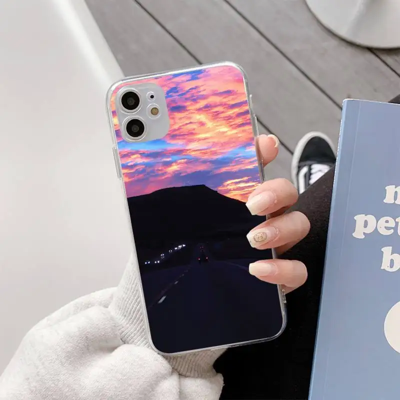

YNDFCNB Beautiful sunset Phone Case Soft Transparent TPU Phone Case for iPhone 6 6s plus 7 8 plus xr xs max 11 12pro max 12mini